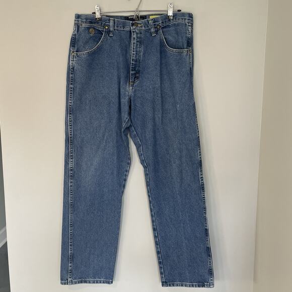 Wrangler Jeans Mens 36x32 Blue Cowboy Cut George Strait Rodeo Work Denim Relaxed - Picture 1 of 8